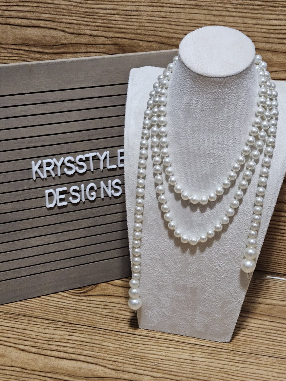 Faux Pearl Wrap Lariat Necklace